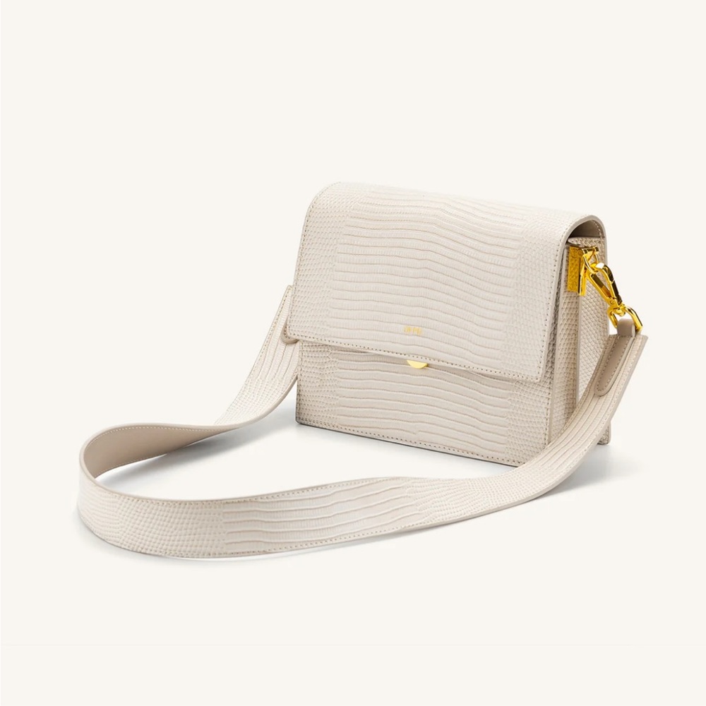 JW PEI Cream Textured Crossbody Bag with Gold Hardware